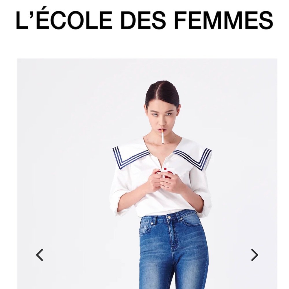 L’ecole des Femmes 100% silk sailor top Large